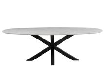 Eetkamertafel CARRARO - Wit marmerlook C-KOM-1109-923