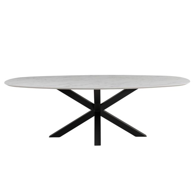 Eetkamertafel CARRARO - Wit marmerlook