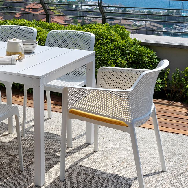 Uitschuifbare tuintafel RIO - Bianco aluminium
