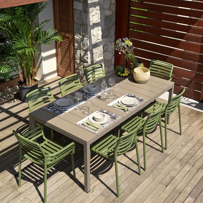 Uitschuifbare tuintafel RIO - Tortora aluminium
