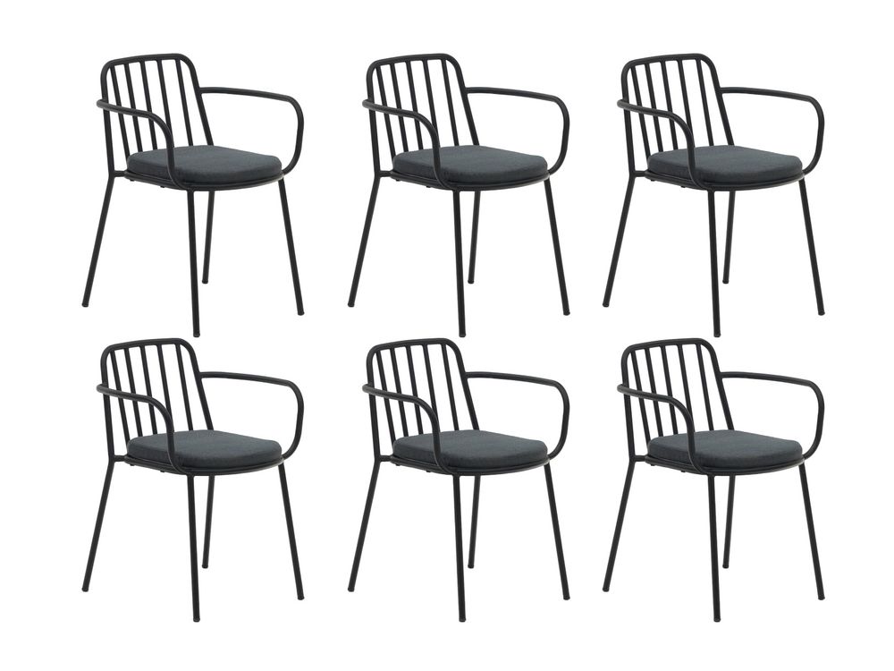 Set van 6 tuinstoelen BRAMANT - Zwart C-KAV-SET1