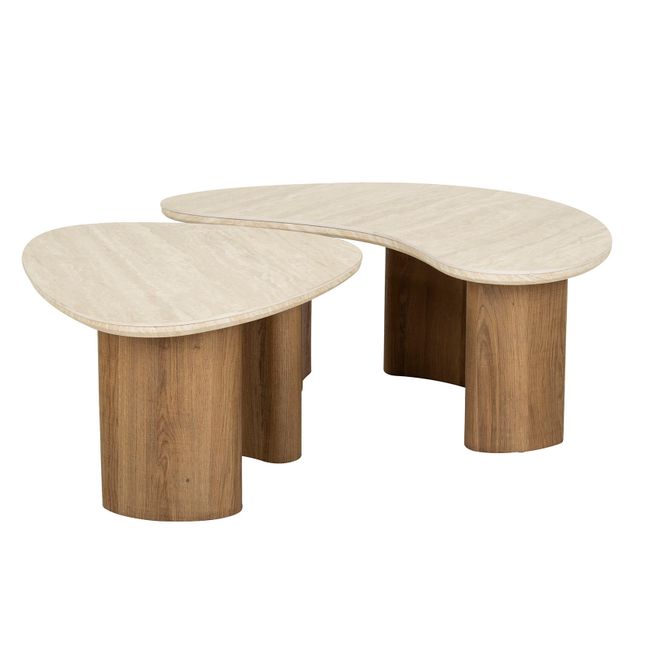 Set van 2 salontafels ROMANO - Travertin