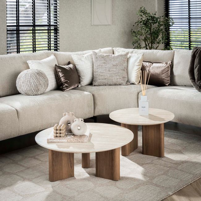 Set van 2 salontafels ROMANO - Travertin