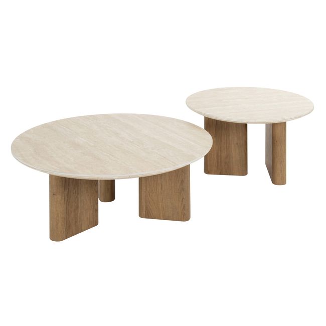 Set van 2 salontafels ROMANO - Travertin
