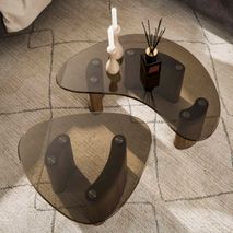Set van 2 salontafels TINTO - Bruin rookglas ZLS 5720-39B