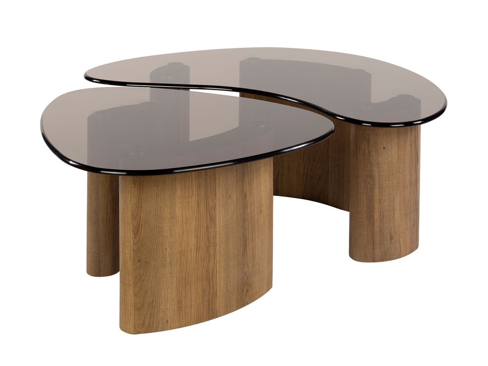 Set van 2 salontafels TINTO - Bruin rookglas ZLS 5720-39B