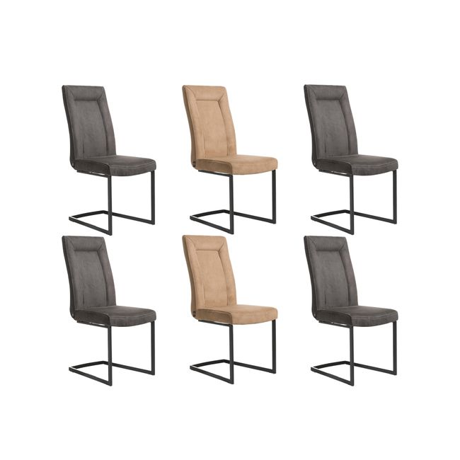 Set van 6 eetkamerstoelen MALENE - Camel / Donkerb