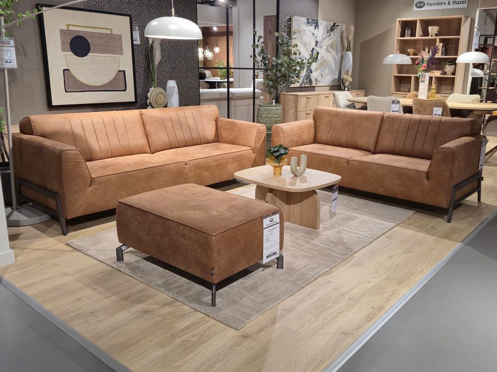 Set van 3-zit, 2,5-zit en poef ZEMBLA - Cognac C-HEH-ZEM-HKS1