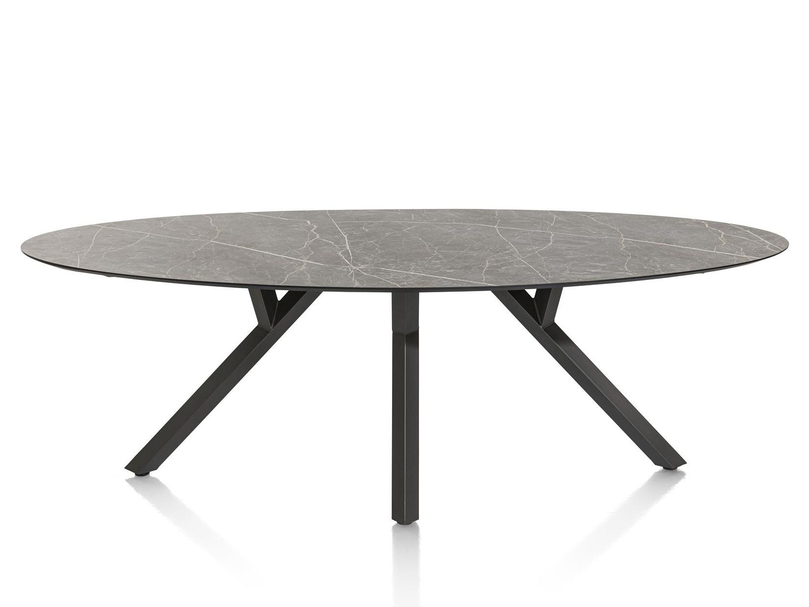 Eetkamertafel MINATO - Lichtgrijze marmerlook