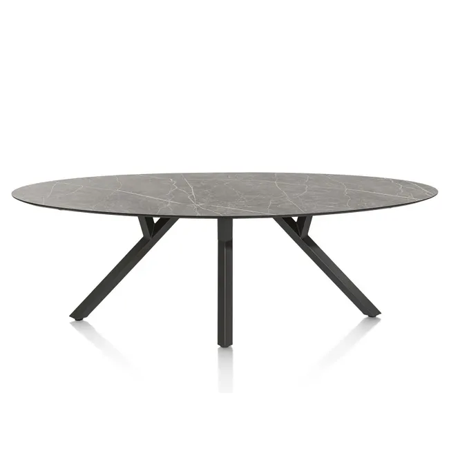 Eetkamertafel MINATO - Lichtgrijze marmerlook