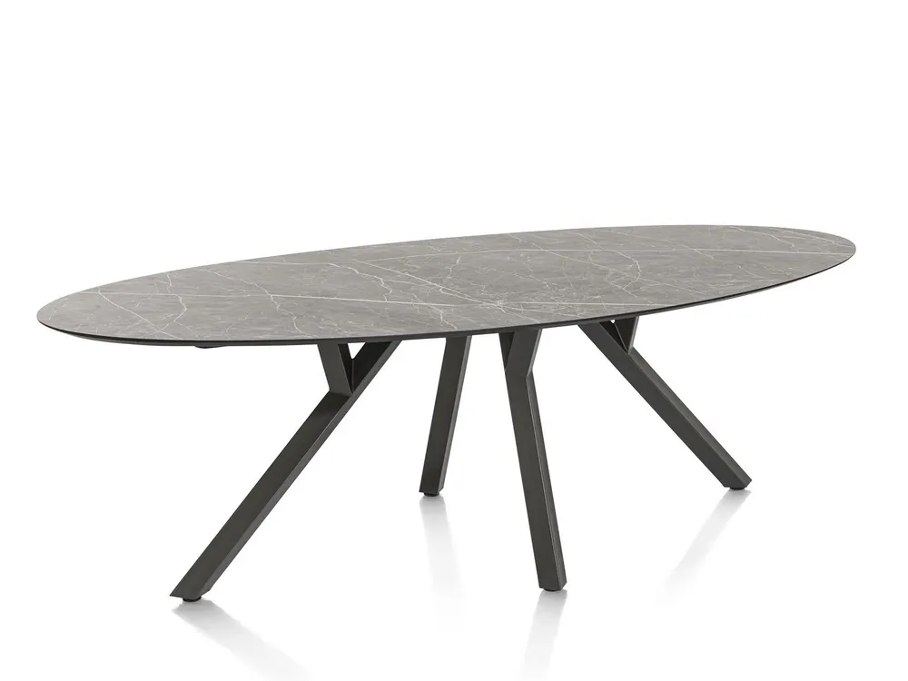 Eetkamertafel MINATO - Lichtgrijze marmerlook XOO 46896LGR