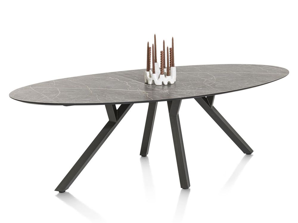 Eetkamertafel MINATO - Lichtgrijze marmerlook XOO 46896LGR