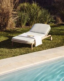 Ligstoel ALIPA - Acaciahout / Donkergrijs KAV O00489RO12