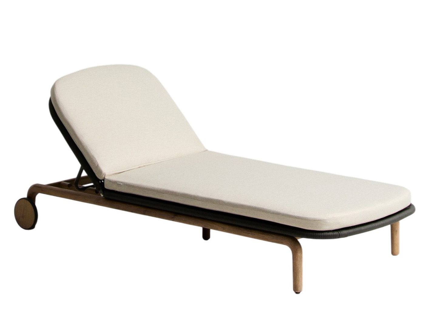 Ligstoel ALIPA - Acaciahout / Donkergrijs