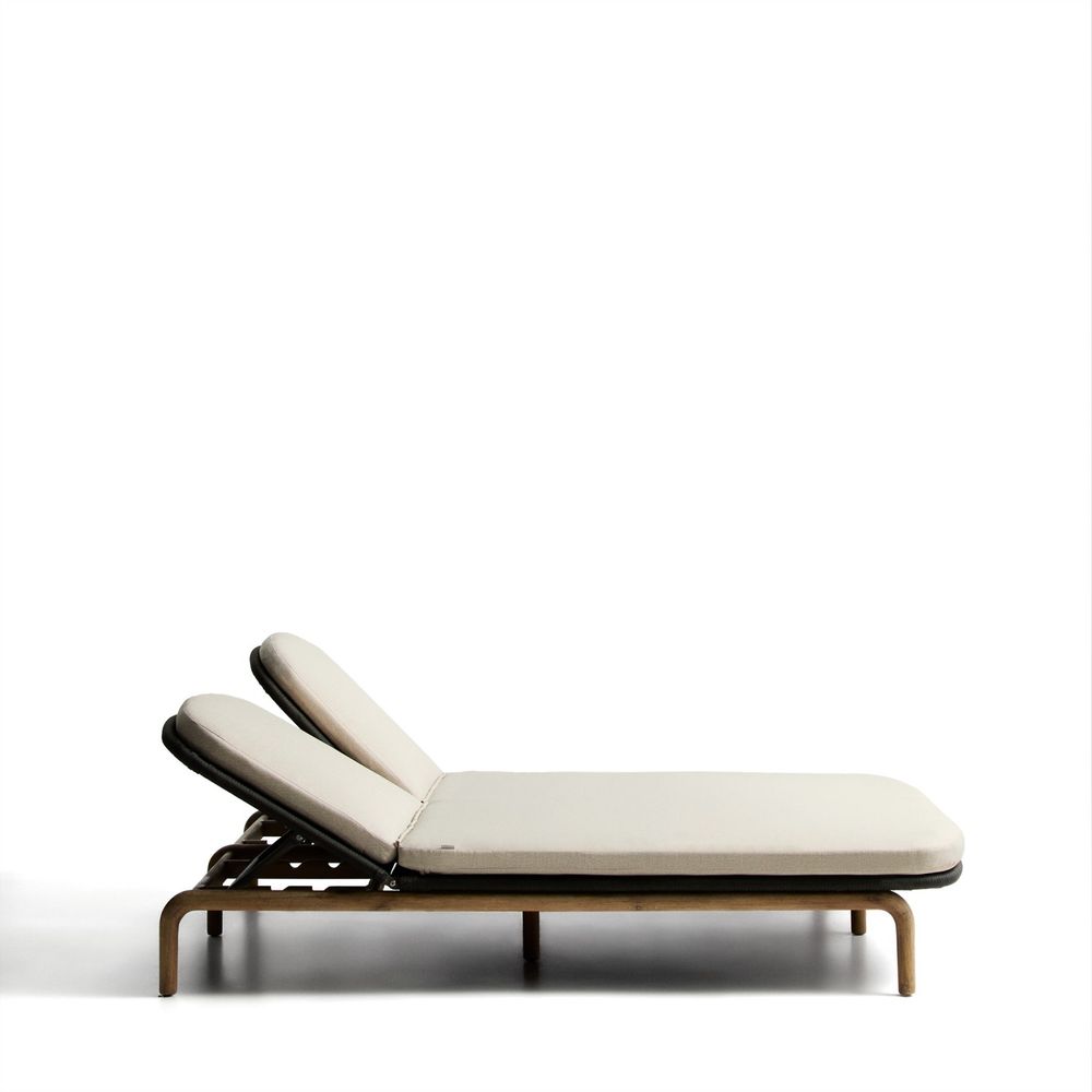 Tweepersoons ligstoel ALIPA - Acaciahout / Ecru KAV O00490RO15