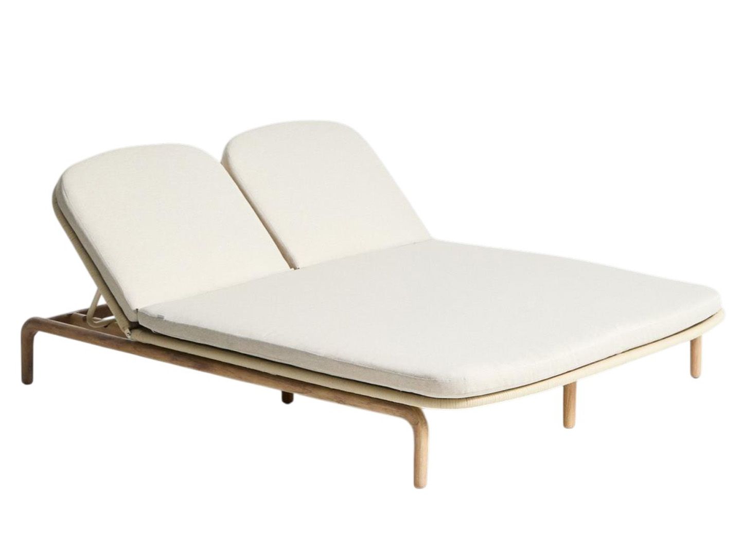 Tweepersoons ligstoel ALIPA - Acaciahout / Ecru