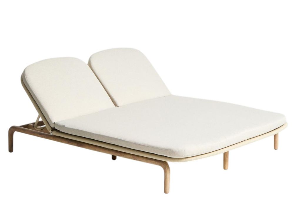 Tweepersoons ligstoel ALIPA - Acaciahout / Ecru KAV O00490RO12