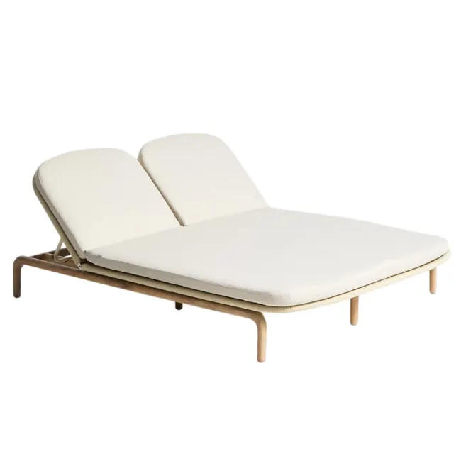 Tweepersoons ligstoel ALIPA - Acaciahout / Ecru