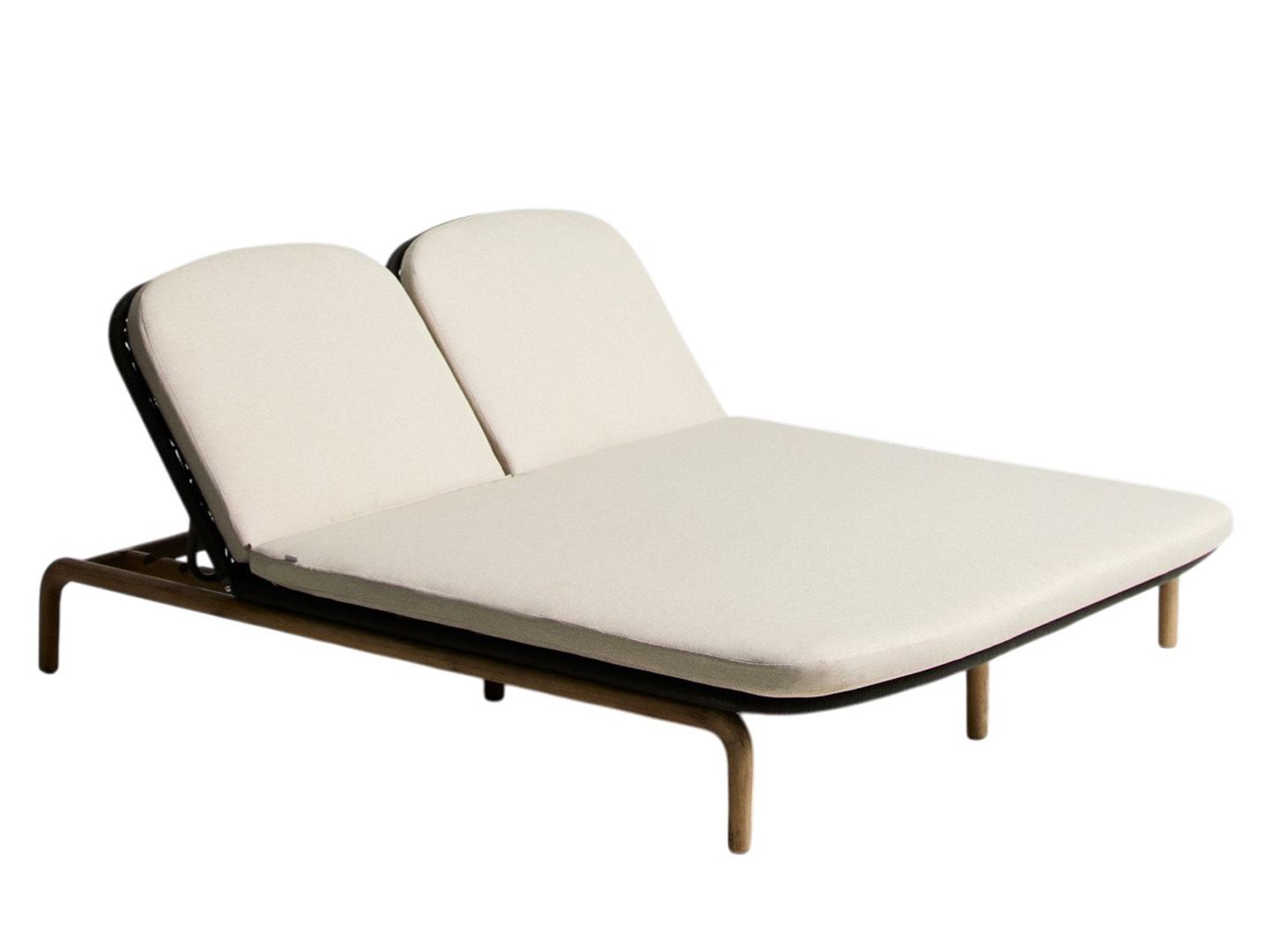 Tweepersoons ligstoel ALIPA - Acaciahout / Ecru