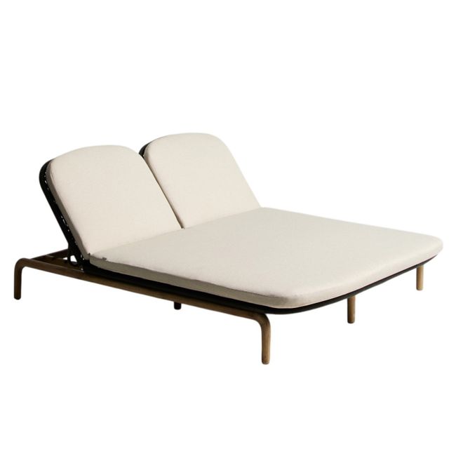 Tweepersoons ligstoel ALIPA - Acaciahout / Ecru