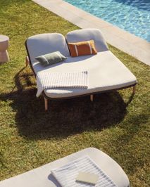 Tweepersoons ligstoel ALIPA - Acaciahout / Ecru KAV O00490RO15