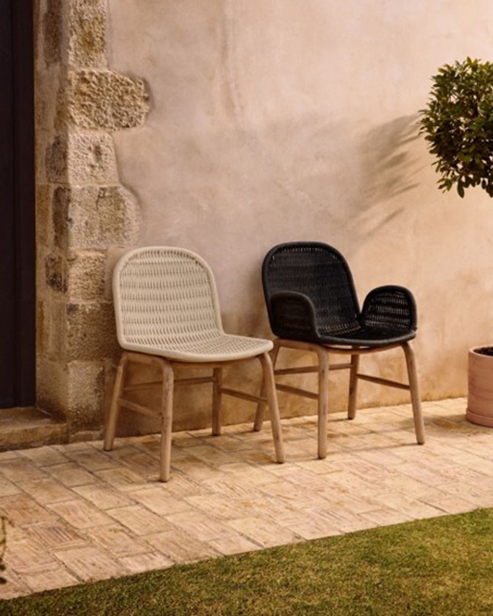 Tuinstoel ALIPA - Ecru/Massief acaciahout KAV O00321RO15