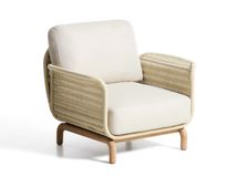 Loungefauteuil ALIPA - Donkergrijs/Massief acaciah KAV O00480RO12