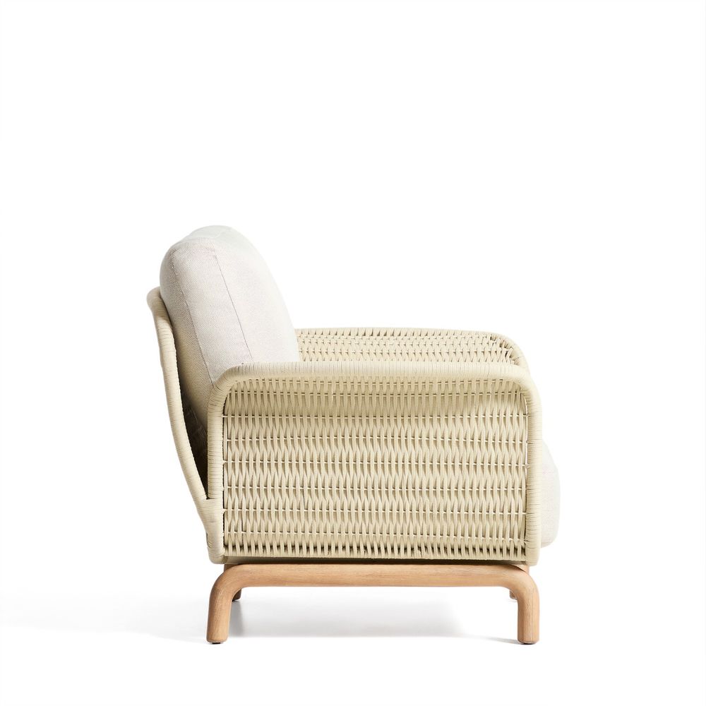 Loungefauteuil ALIPA - Donkergrijs/Massief acaciah KAV O00480RO12
