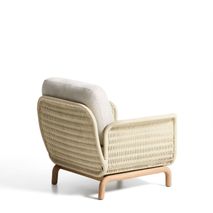 Loungefauteuil ALIPA - Donkergrijs/Massief acaciah KAV O00480RO12
