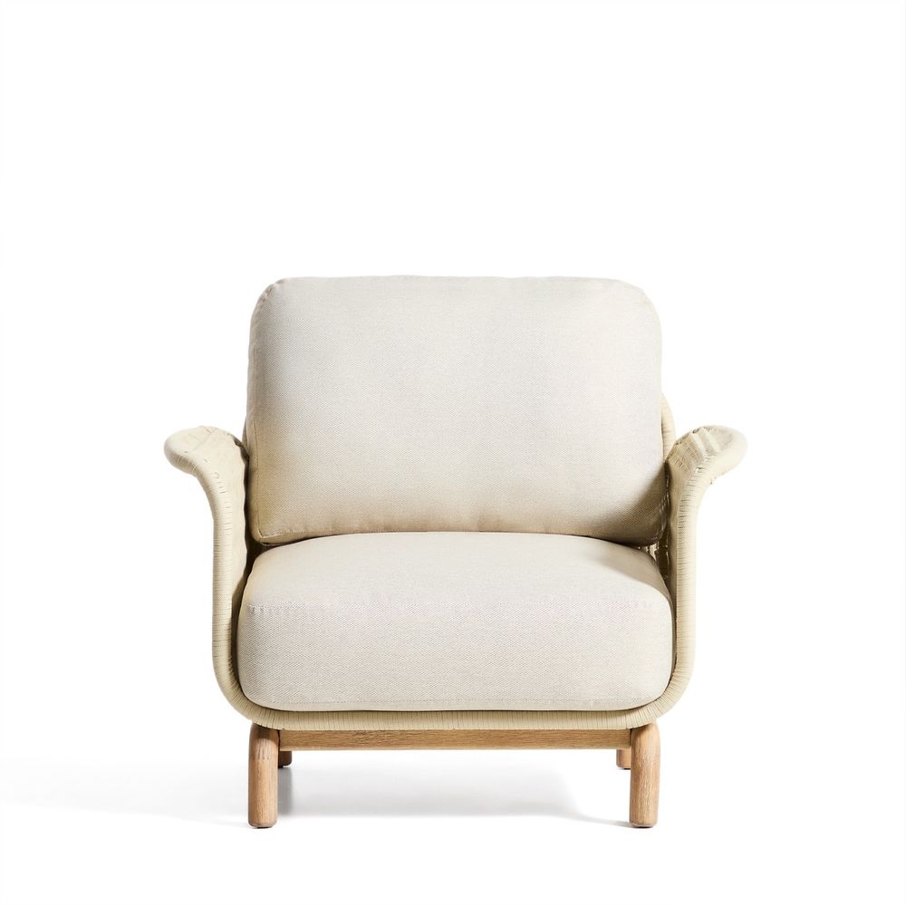 Loungefauteuil ALIPA - Donkergrijs/Massief acaciah KAV O00480RO12