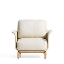 Loungefauteuil ALIPA - Donkergrijs/Massief acaciah KAV O00480RO12