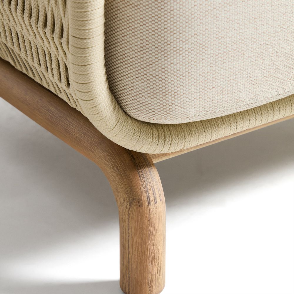 Loungefauteuil ALIPA - Donkergrijs/Massief acaciah KAV O00480RO12