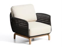 Loungefauteuil ALIPA - Donkergrijs/Massief acaciah KAV O00480RO15