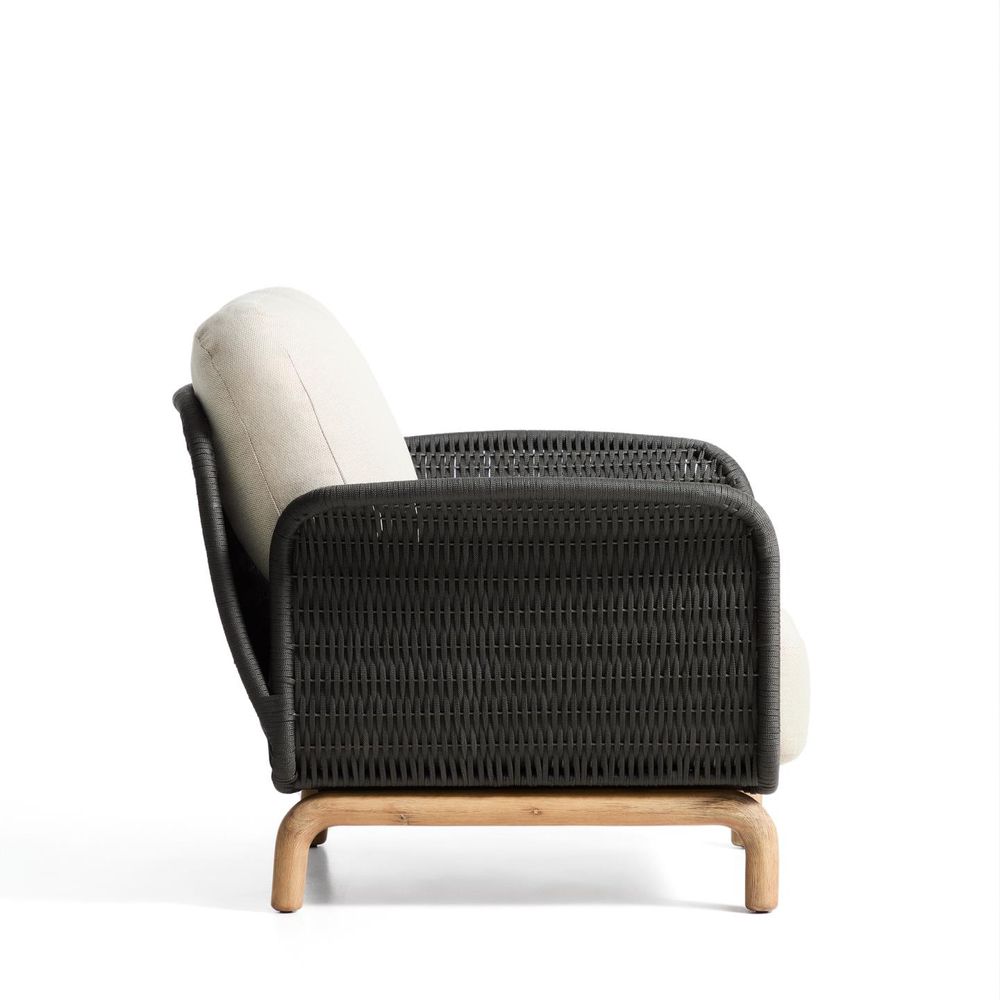 Loungefauteuil ALIPA - Donkergrijs/Massief acaciah KAV O00480RO15