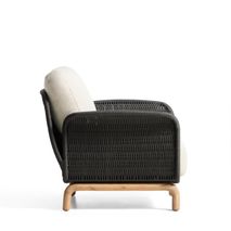Loungefauteuil ALIPA - Donkergrijs/Massief acaciah KAV O00480RO15