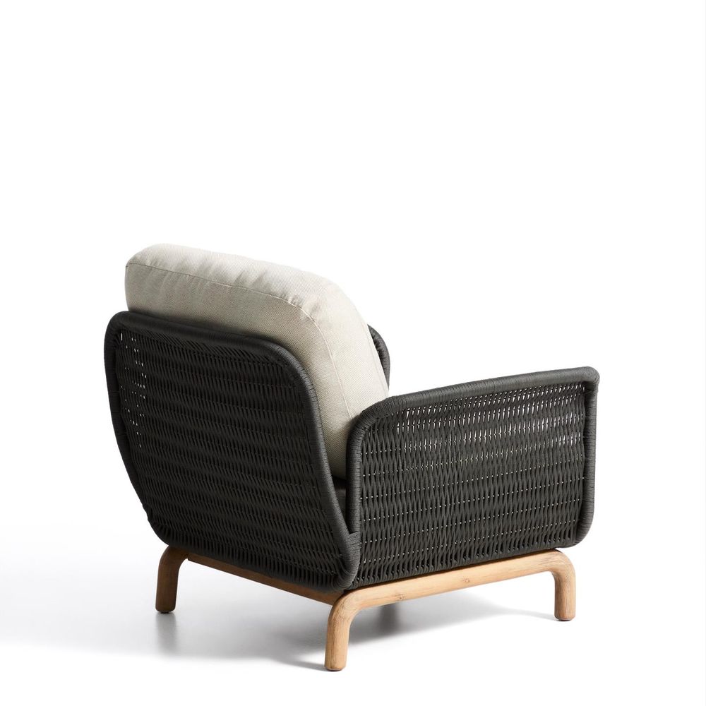 Loungefauteuil ALIPA - Donkergrijs/Massief acaciah KAV O00480RO15