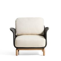 Loungefauteuil ALIPA - Donkergrijs/Massief acaciah KAV O00480RO15