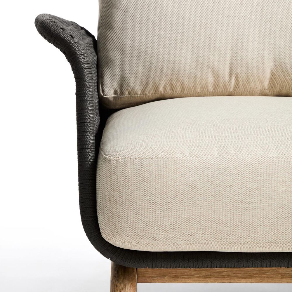 Loungefauteuil ALIPA - Donkergrijs/Massief acaciah KAV O00480RO15