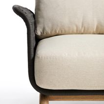 Loungefauteuil ALIPA - Donkergrijs/Massief acaciah KAV O00480RO15