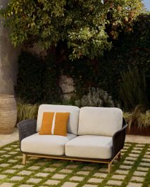 Lounge 2-zit ALIPA - Donkergrijs / Massief accacia KAV O00319RO15