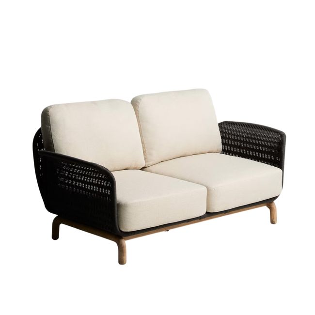 Lounge 2-zit ALIPA - Donkergrijs / Massief accacia