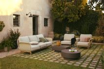 Lounge 3-zit ALIPA - Ecru / Massief acaciahout KAV O00320RO12