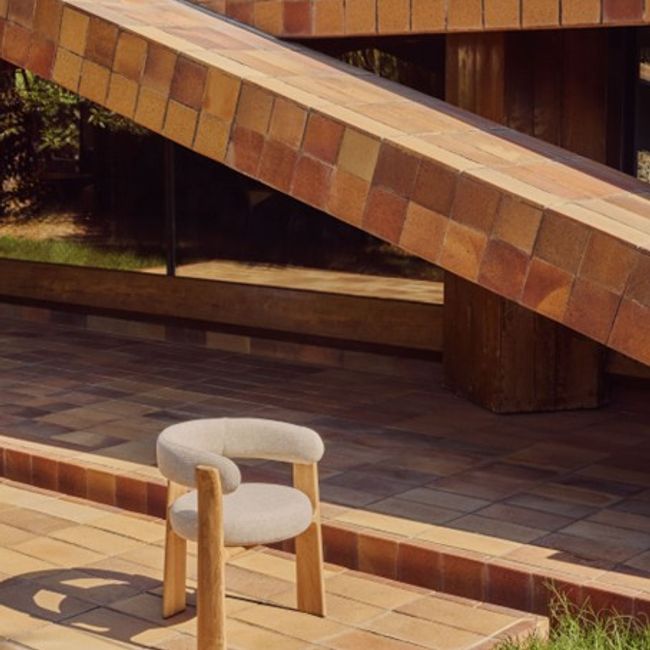 Tuinstoel GRANITE - Beige/Massief teakhout