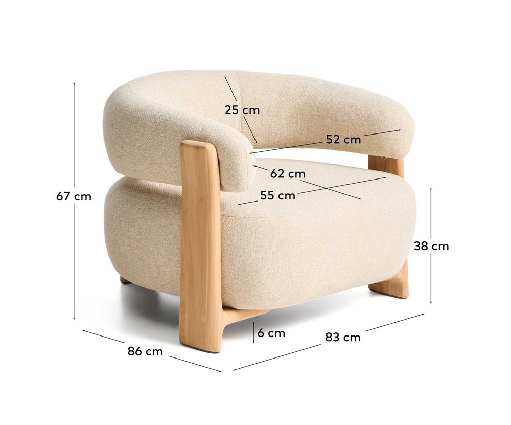 Loungefauteuil GRANITE - Beige/Massief teakhout KAV O00361FA12