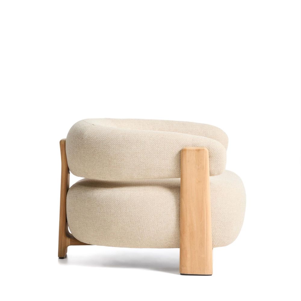 Loungefauteuil GRANITE - Beige/Massief teakhout KAV O00361FA12