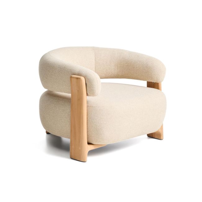 Loungestoel GRANITE - Beige/Massief teakhout