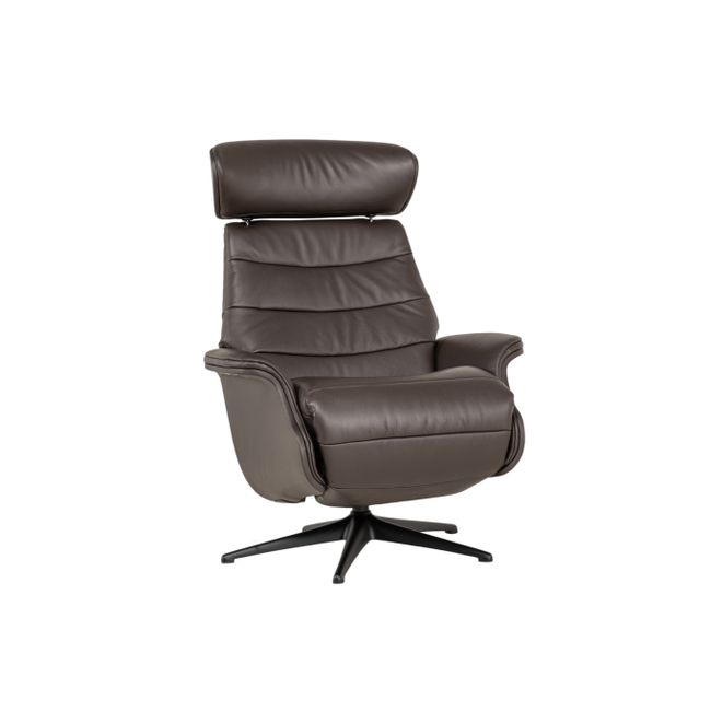 Elektrische relaxfauteuil MARINA - Leder donkerbru