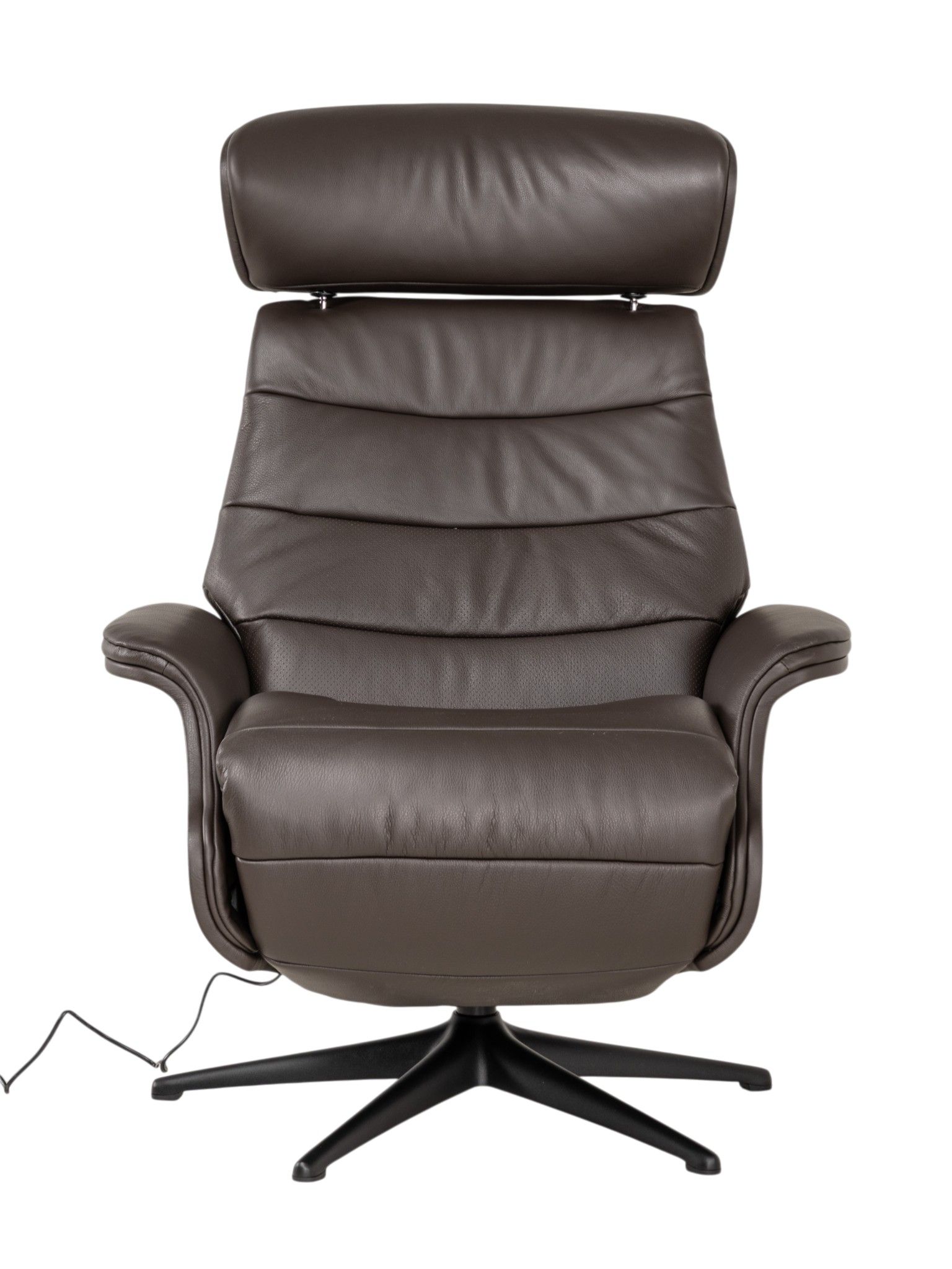 Elektrische relaxfauteuil MARINA - Leder donkerbru