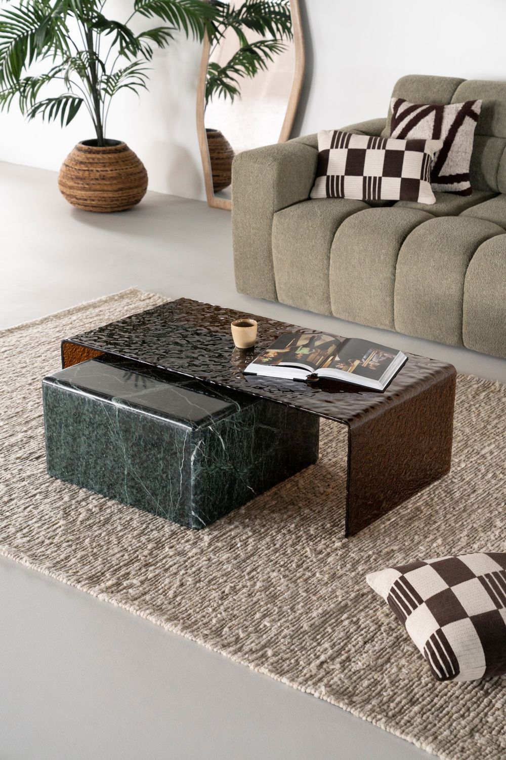 Salontafel RIPPLE - Bruin glas BBO 250059