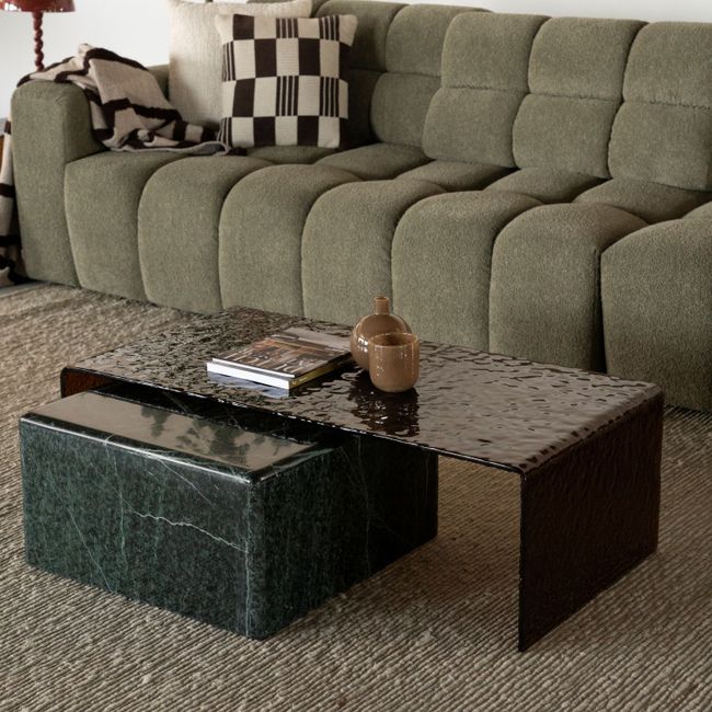 Salontafel RIPPLE - Bruin glas
